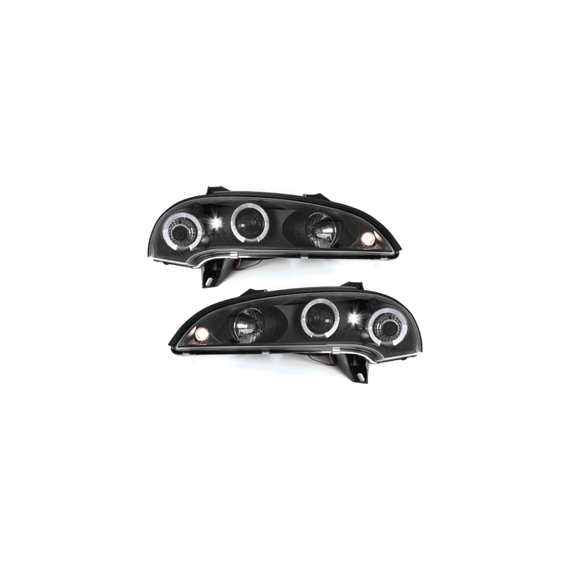 Phares Opel Tigra 94-00  avec 2 Anneaux lumineux Angel Eyes  Noir