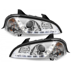 Phares DAYLINE Opel Tigra 94-00  avec feux diurne LED  Chrome