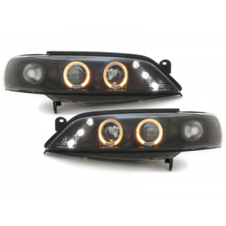 Phares Opel Vectra B 99-02  avec 2 Anneaux lumineux Angel Eyes  Noir