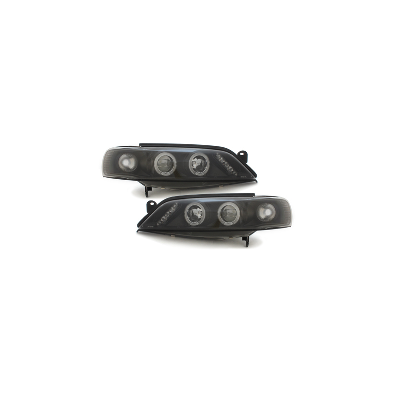 Phares Opel Vectra B 99-02  avec 2 Anneaux lumineux Angel Eyes  Noir