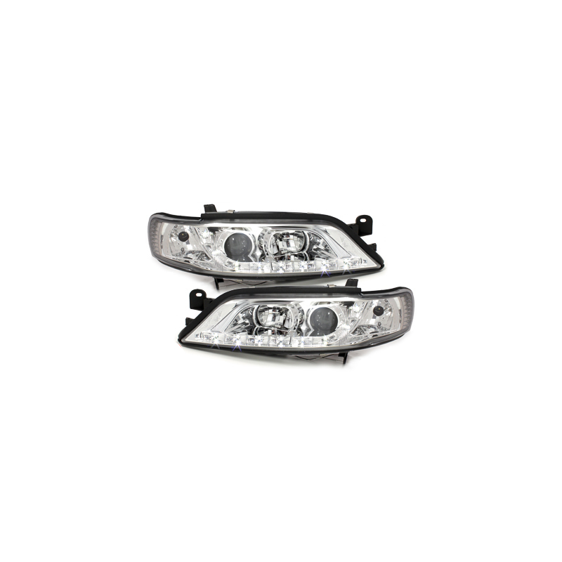 Phares DAYLINE Opel Vectra B 99-02 avec feux diurne LED  Chrome