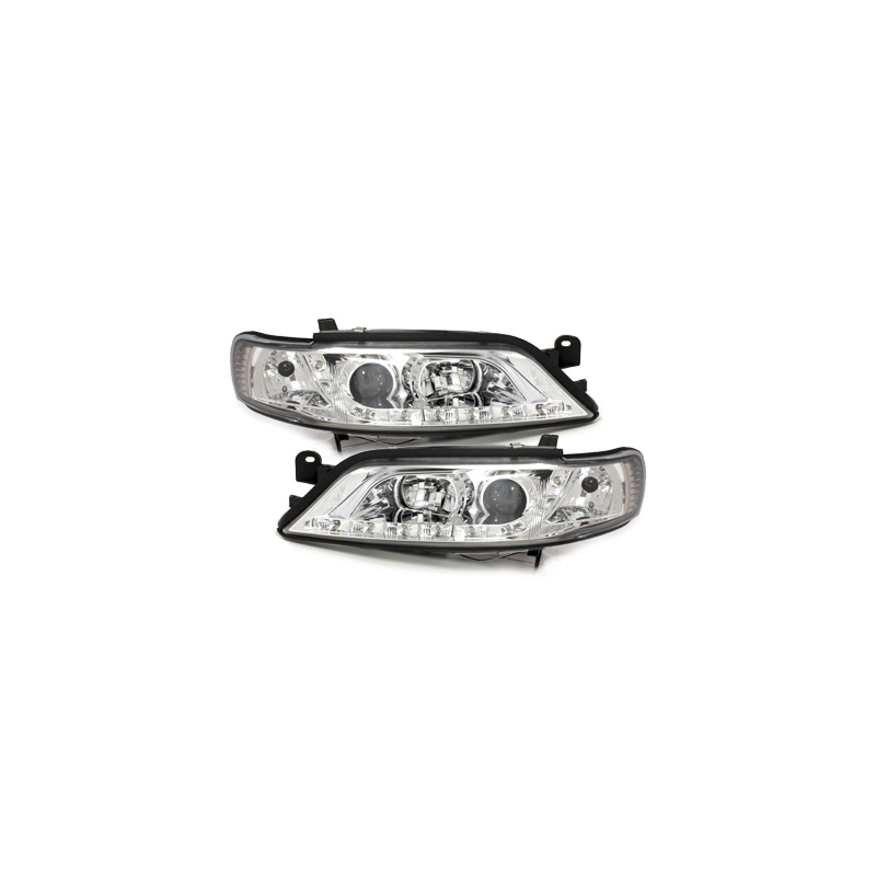 Phares DAYLINE Opel Vectra B 99-02 avec feux diurne LED  Chrome
