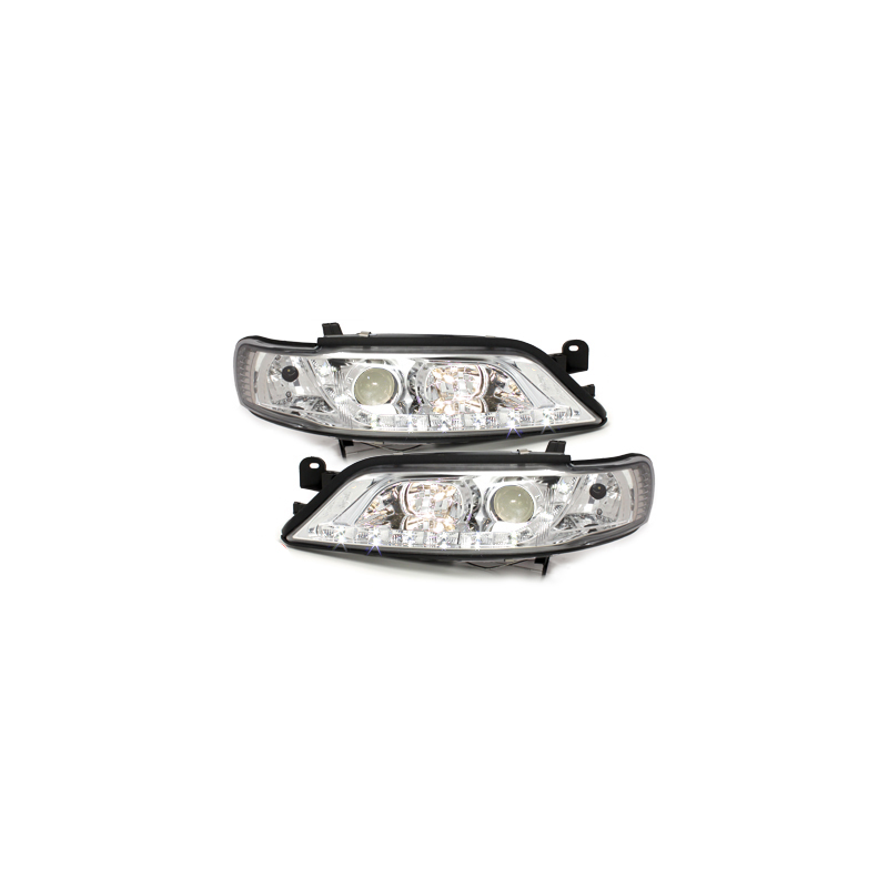 Phares DAYLINE Opel Vectra B 99-02 avec feux diurne LED  Chrome