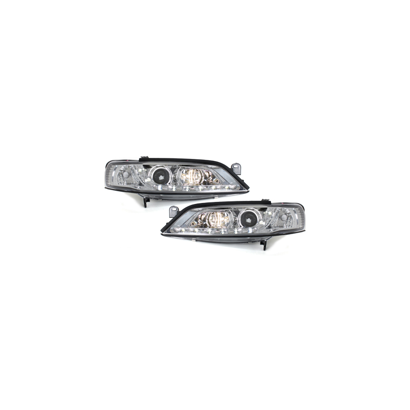 Phares DAYLINE Opel Vectra B 96-99 avec feux diurne LED  Chrome
