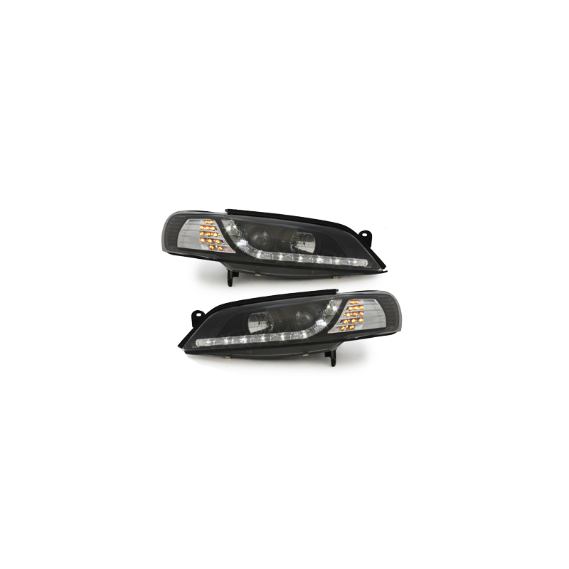 Phares DAYLINE Opel Vectra B 96-99 avec feux diurne LED  Noir