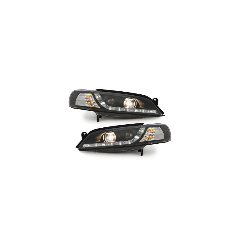 Phares DAYLINE Opel Vectra B 96-99 avec feux diurne LED  Noir