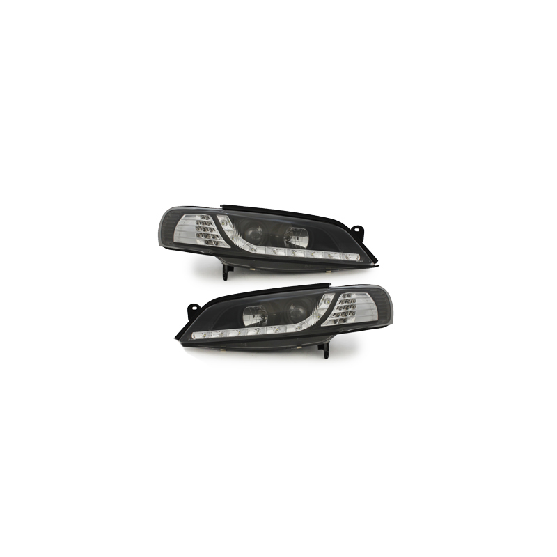 Phares DAYLINE Opel Vectra B 96-99 avec feux diurne LED  Noir
