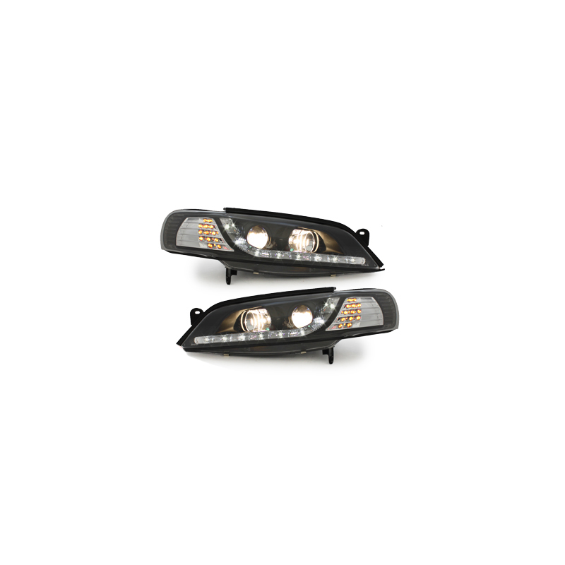 Phares DAYLINE Opel Vectra B 96-99 avec feux diurne LED  Noir