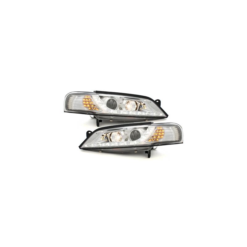 Phares DAYLINE Opel Vectra B 96-99 avec feux diurne LED  Chrome