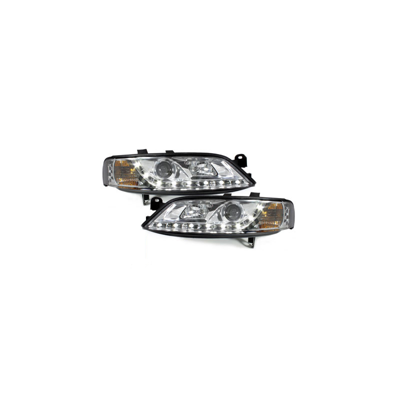 Phares D-LITE Opel Vectra B 96-98 avec Feux Diurne Chrome