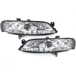 Phares DAYLINE Opel Vectra B 96-99 avec feux diurne LED  Chrome