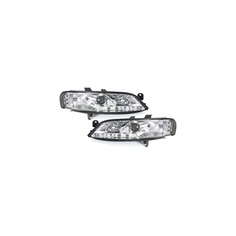 Phares DAYLINE Opel Vectra B 96-99 avec feux diurne LED  Chrome