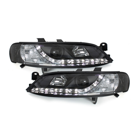 Phares DAYLINE Opel Vectra B 96-99 avec feux diurne LED Noir Phares DAYLINE Opel Vectra B 96-99 avec feux diurne LED Noir