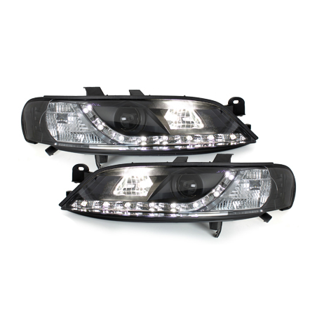 Phares DAYLINE Opel Vectra B 96-99 avec feux diurne LED Noir Phares DAYLINE Opel Vectra B 96-99 avec feux diurne LED Noir