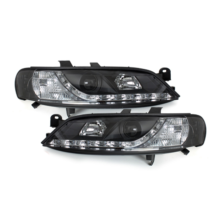Phares DAYLINE Opel Vectra B 96-99 avec feux diurne LED Noir Phares DAYLINE Opel Vectra B 96-99 avec feux diurne LED Noir