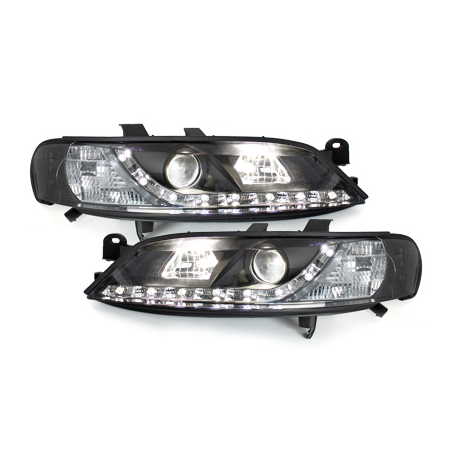 Phares DAYLINE Opel Vectra B 96-99 avec feux diurne LED Noir Phares DAYLINE Opel Vectra B 96-99 avec feux diurne LED Noir