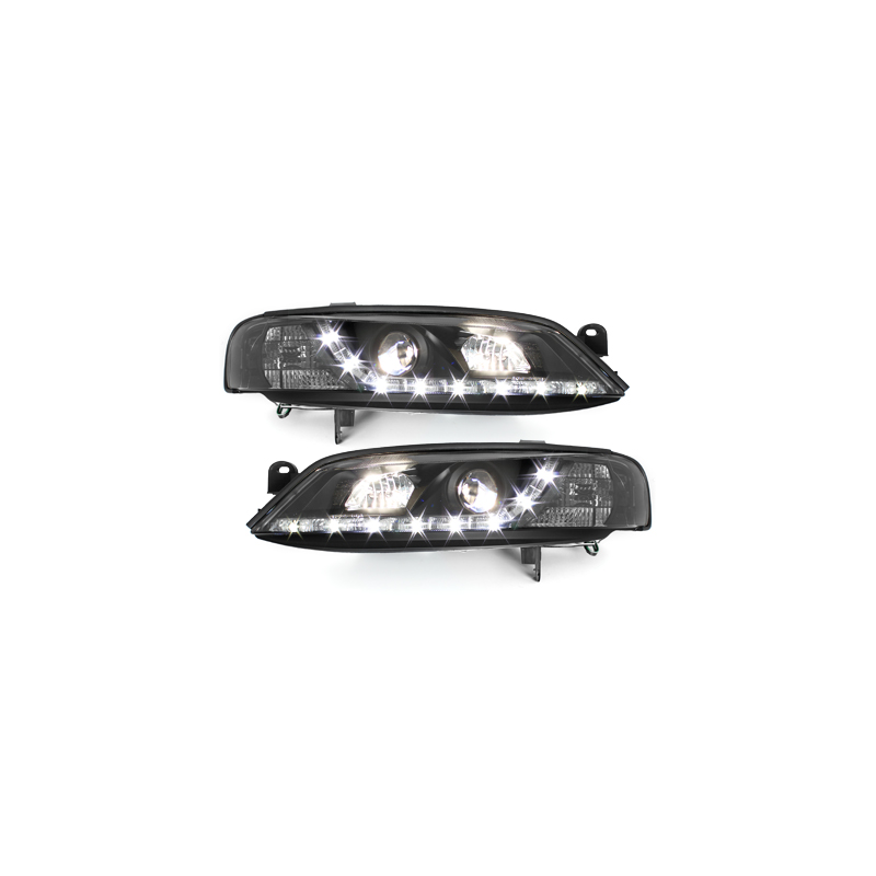 Phares DAYLINE Opel Vectra B 99-02 avec feux diurne LED  Noir