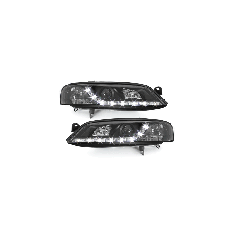 Phares DAYLINE Opel Vectra B 99-02 avec feux diurne LED  Noir