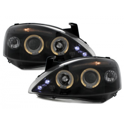 Phares Opel Corsa C 01-06  avec 2 Anneaux lumineux Angel Eyes  Noir