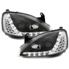 Phares DAYLINE Opel Corsa C 01-06 avec feux diurne LED Noir Phares DAYLINE Opel Corsa C 01-06 avec feux diurne LED Noir