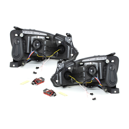 Phares Opel Corsa C 01-06 avec anneaux lumineux angel eyes CCFL Noir Phares Opel Corsa C 01-06 avec anneaux lumineux angel eyes CCFL Noir