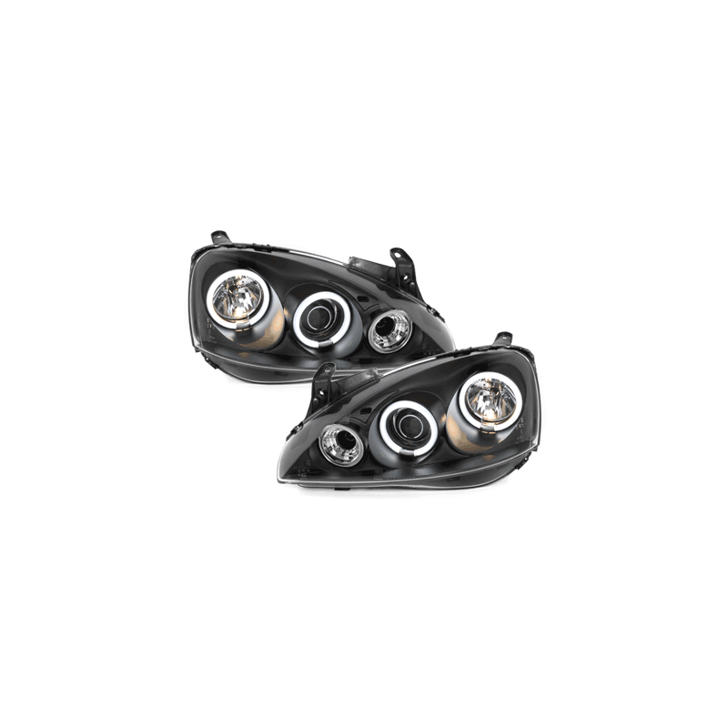 Phares Opel Corsa C 01-06  avec anneaux lumineux angel eyes CCFL  Noir