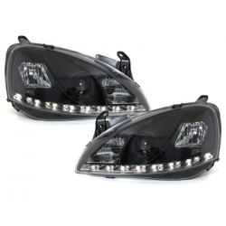 Phares D-LITE Opel Corsa C 01-06  avec Feux Diurne Noir