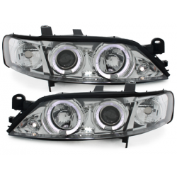 Phares Opel Vectra B 96-99  avec 2 Anneaux lumineux Angel Eyes   Chrome