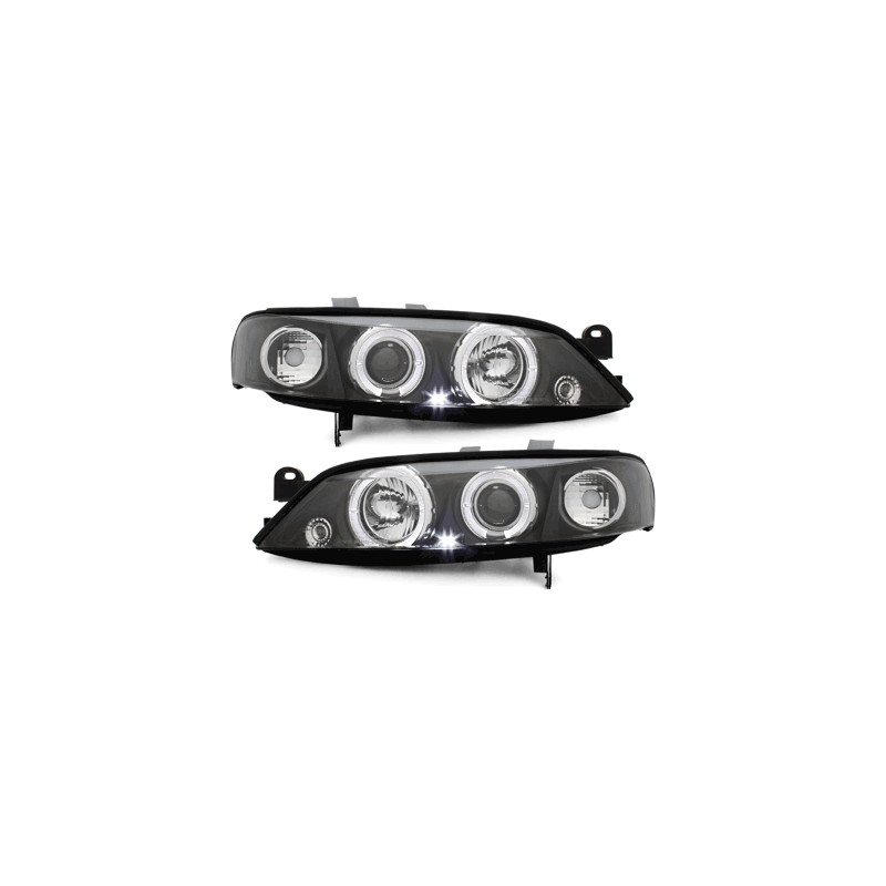 Phares Opel Vectra B 99-02  avec 2 Anneaux lumineux Angel Eyes   Noir