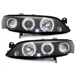 Phares Opel Vectra B 96-99  avec 2 Anneaux lumineux Angel Eyes   Noir