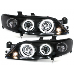 Phares Opel Vectra B 96-99  avec anneaux lumineux angel eyes CCFL  Noir