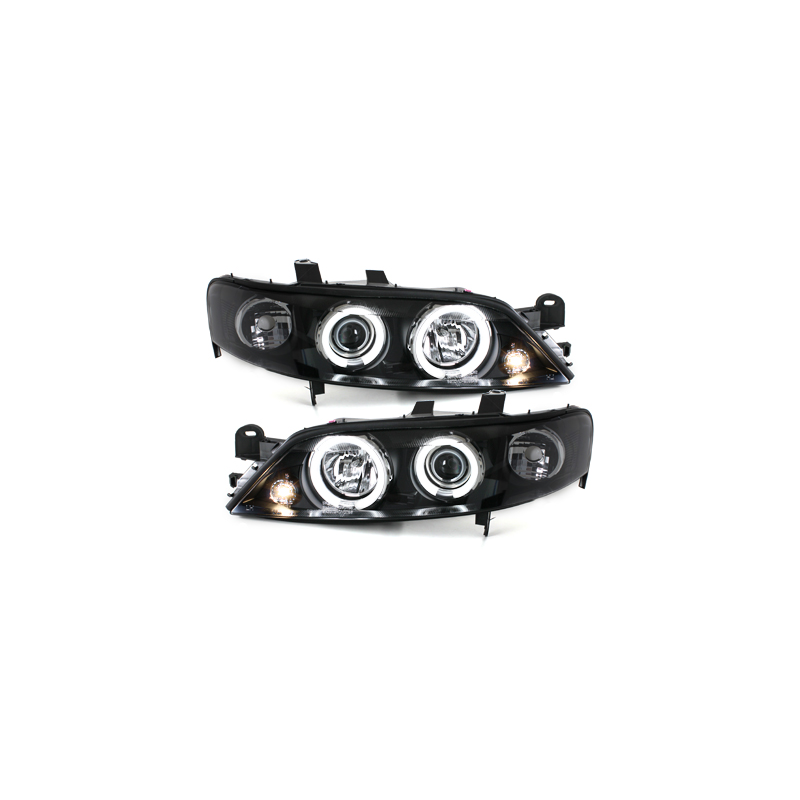 Phares Opel Vectra B 96-99  avec anneaux lumineux angel eyes CCFL  Noir