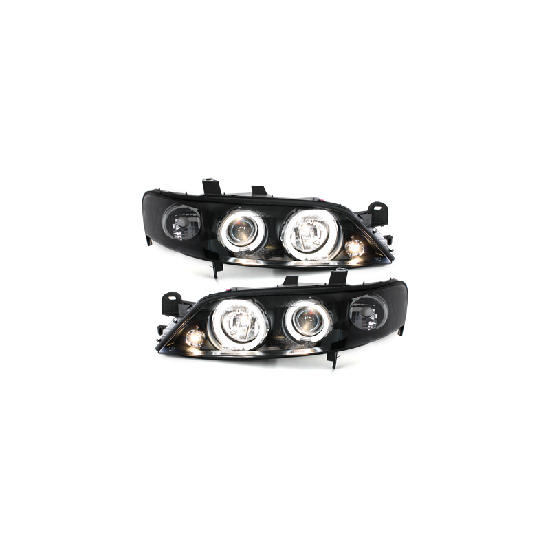 Phares Opel Vectra B 96-99  avec anneaux lumineux angel eyes CCFL  Noir