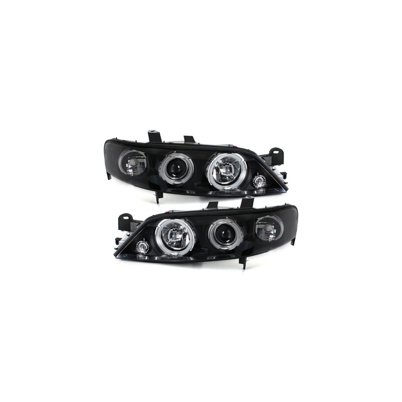 Phares Opel Vectra B 96-99  avec anneaux lumineux angel eyes CCFL  Noir