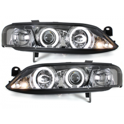 Phares Opel Vectra B 96-99  avec anneaux lumineux angel eyes CCFL  Chrome