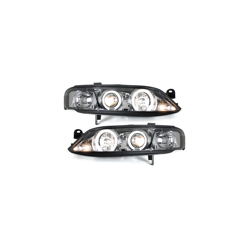 Phares Opel Vectra B 96-99  avec anneaux lumineux angel eyes CCFL  Chrome