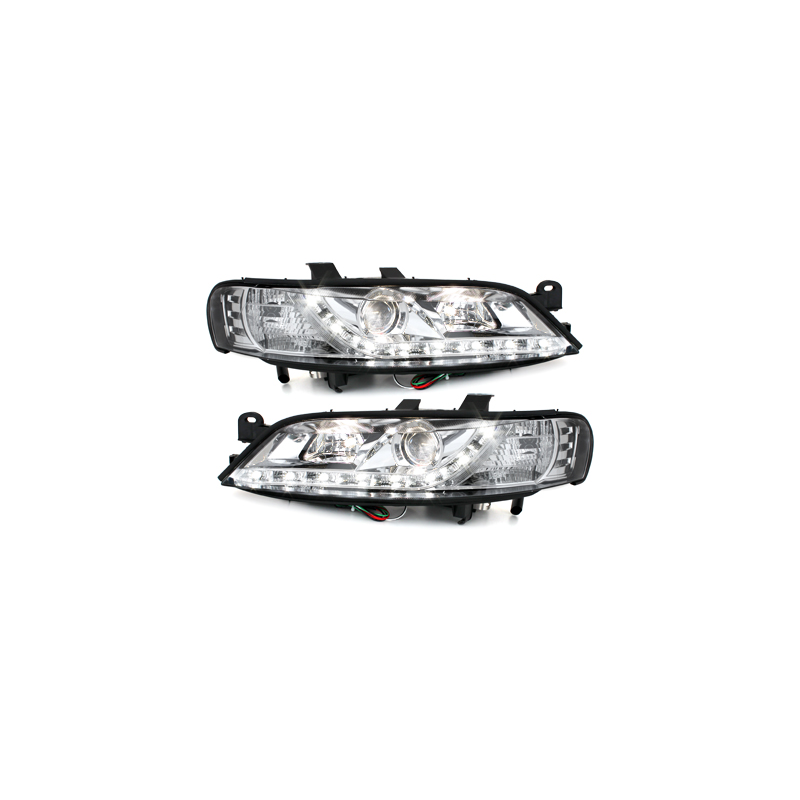 Phares D-LITE Opel Vectra B 99-02 avec Feux Diurne Chrome