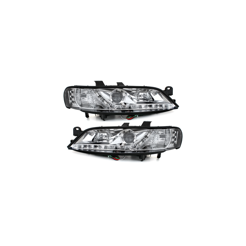 Phares D-LITE Opel Vectra B 99-02 avec Feux Diurne Chrome
