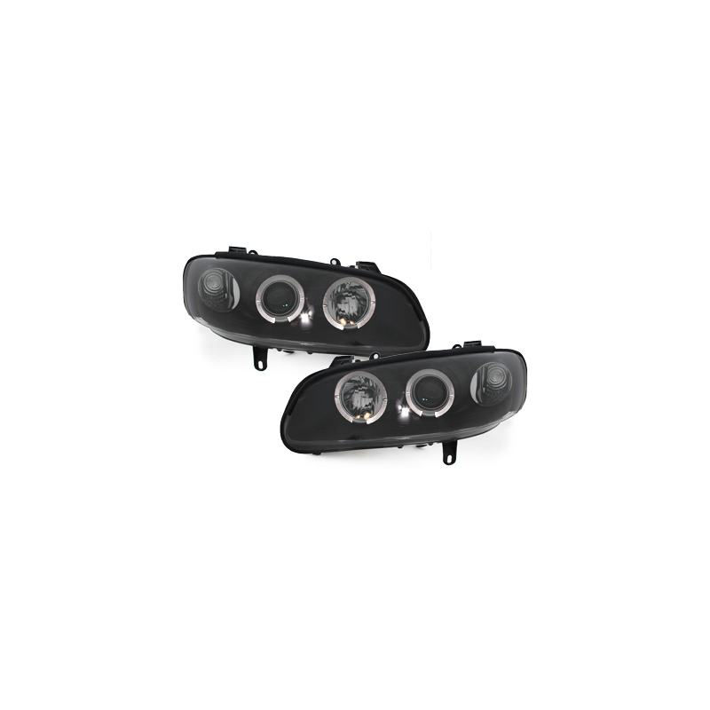 Phares Opel Omega B 94-99  avec 2 Anneaux lumineux Angel Eyes  Noir