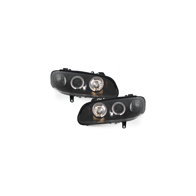 Phares Opel Omega B 94-99  avec 2 Anneaux lumineux Angel Eyes  Noir