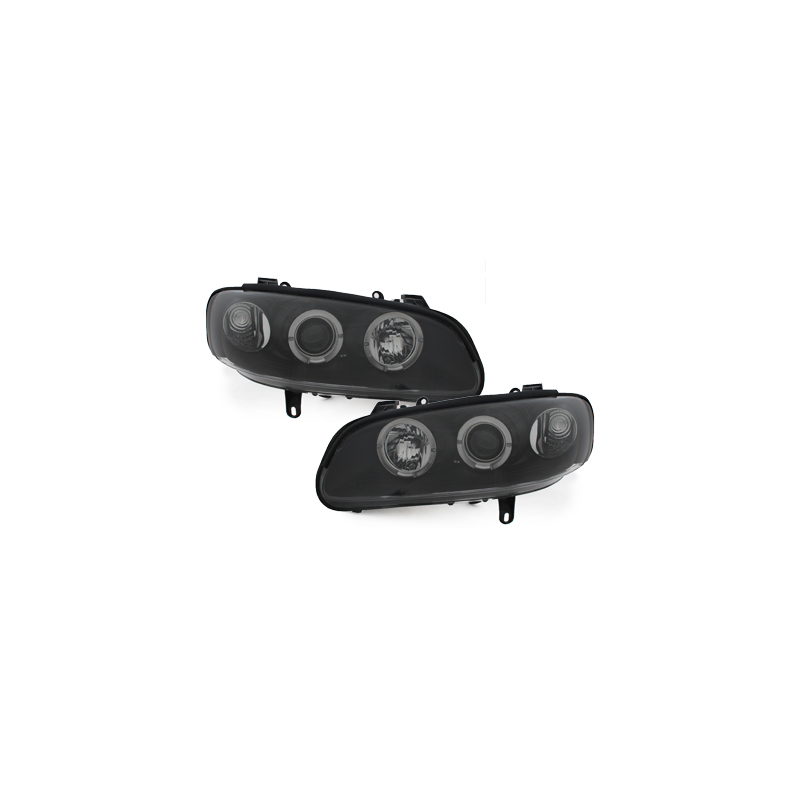 Phares Opel Omega B 94-99  avec 2 Anneaux lumineux Angel Eyes  Noir