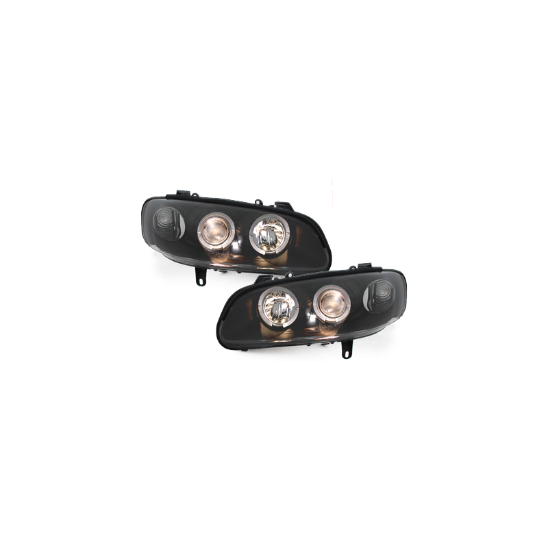 Phares Opel Omega B 94-99  avec 2 Anneaux lumineux Angel Eyes  Noir