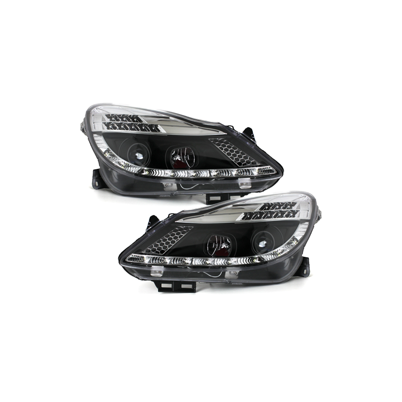 Phares DAYLINE Opel Corsa Droite 06+  avec feux diurne LED  Noir