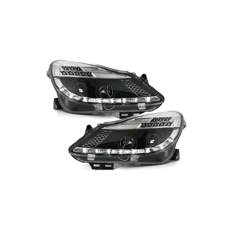 Phares DAYLINE Opel Corsa Droite 06+  avec feux diurne LED  Noir