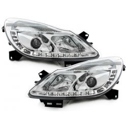 Phares DAYLINE Opel Corsa Droite 06+  avec feux diurne LED  Chrome