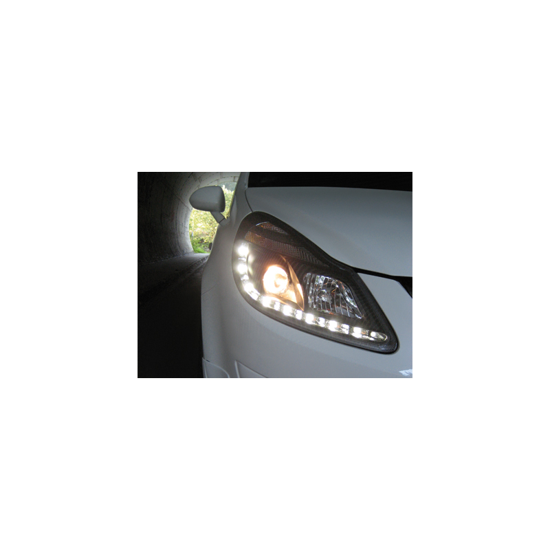 Phares D-LITE Opel Corsa Droite 06+  avec Feux Diurne  Noir