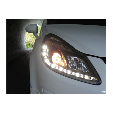 Phares D-LITE Opel Corsa Droite 06+ avec Feux Diurne Noir Phares D-LITE Opel Corsa Droite 06+ avec Feux Diurne Noir