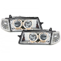 Phares Opel Vectra A 88-95  avec 2 Anneaux lumineux Angel Eyes   Chrome