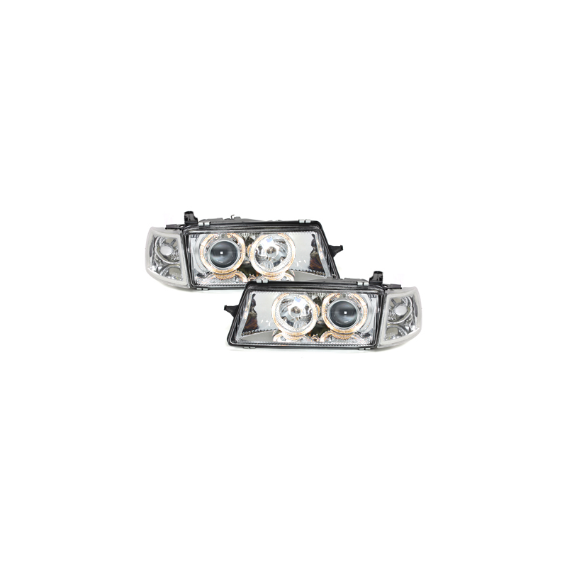 Phares Opel Vectra A 88-95  avec 2 Anneaux lumineux Angel Eyes   Chrome