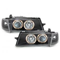 Phares Opel Vectra A 88-95  avec 2 Anneaux lumineux Angel Eyes   Noir
